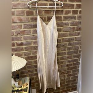 Beige silk slip maxi dress